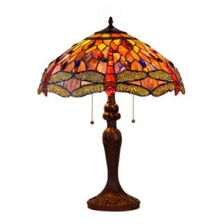 Chloe Lighting Tiffany Style Dragonfly Double Lit Table Lamp with 100