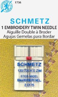 SCHMETZ Embroidery Twin (130/705 H E ZWI) Sewing Machine Needles   Carded   Size 2.0/75