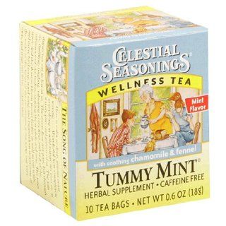 Celestial Seasonings Wellness Tea Tummy Mint, Tea Bags, 0.6 Ounce 10 Count Box(Pack of 10)  Herbal Remedy Teas  Grocery & Gourmet Food