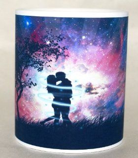 Valentine's Day, Couple Love On Pink Coffee Mug Collectible Novelty 11 Oz Nice Valentine Inspirational and Motivational Souvenir Kitchen & Dining