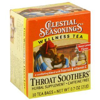 Celestial Seasonings Throat Soothers, Tea Bags, 10 Count Boxes (Pack of 10)  Herbal Remedy Teas  Grocery & Gourmet Food