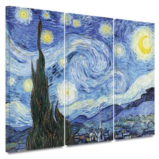 Art Wall Starry Night by Vincent van Gogh 3 Piece Painting Print on