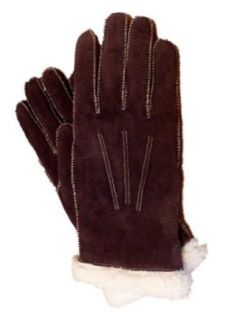 Isotoner Womens Stitched Brown Suede Gloves With Sherpasoft Lining