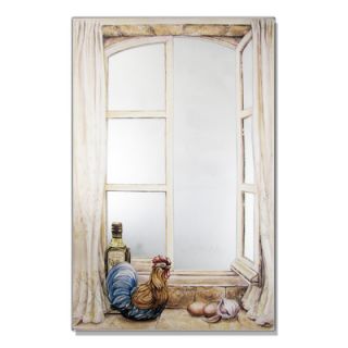 Stupell Industries Faux Window Mirror Screen with Rooster and Oil