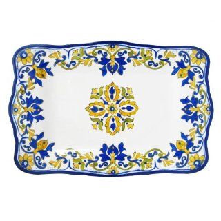 Le Cadeaux Seville White Melamine Rectangular Platter, 17 Inch Kitchen & Dining