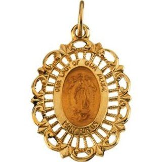 25x18mm Our Lady of Guadalupe Medal in 14k Yellow Gold Pendants Jewelry