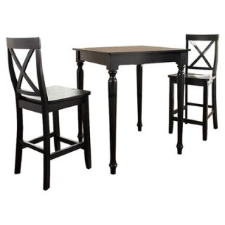 Crosley Three Piece Pub Dining Set with Turned Leg Table and X Back