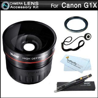 58mm Fisheye Lens Kit For Canon G1X, G1 X Digital Camera Includes (Replacement FA DC58C Filter Adapter) + High Definition 0.21x Super Wide Angle Fisheye Lens + LensPen Cleaning Kit + Lens Cap Keeper + Microfiber Cleaning Cloth  Digital Camera Accessory Ki