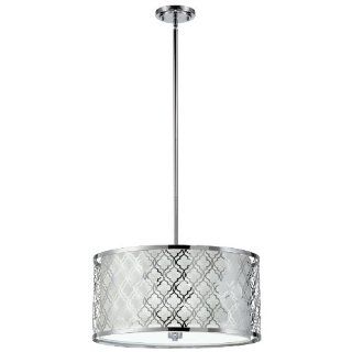 Large Round Lattice Silver Chrome Metal Filigree Pendant Lamp   Ceiling Pendant Fixtures