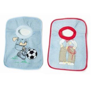 Baby Boys Cowboy and Football Design Pop Over Bibs (Pack of 2), in Blue (One Size) (Blue) Clothing