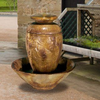 Henri Studio Roman Jar Fountain   Brown   Tabletop Fountains