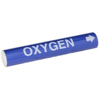 Brady 5734 I High Performance   Wrap Around Pipe Marker, B 689, White On Blue Pvf Over Laminated Polyester, Legend "Oxygen" Industrial Pipe Markers