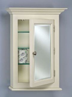 Wilshire 2 Wood Medicine Cabinet in White Finish w Beveled Mirror & Crown Molding (Large   Biscuit)   Wall Mounted Cabinets