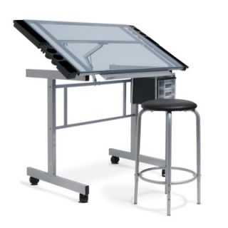 Studio Designs 2 Piece Vision Rolling Glass Drafting Table with Metal