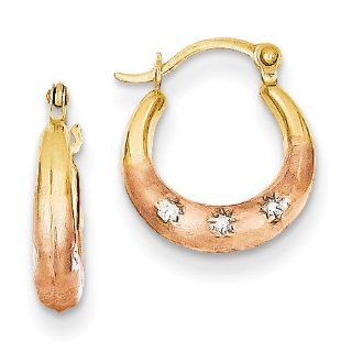 14k rhodium plated Yellow Gold Tri color Madi K Flower Hoop Earrings Vishal Jewelry Jewelry