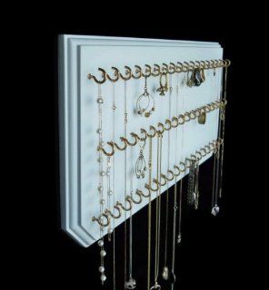 9x20 White 55 Gold, Jewelry Organizer Necklace Holder Hanging Wall Display Rack   Closet Hanging Jewelry Organizers