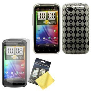 Cbus Wireless Clear Diamond Flex Gel Case / Skin / Cover & LCD Screen Protector / Guard / Film for HTC Sensation 4G Cell Phones & Accessories