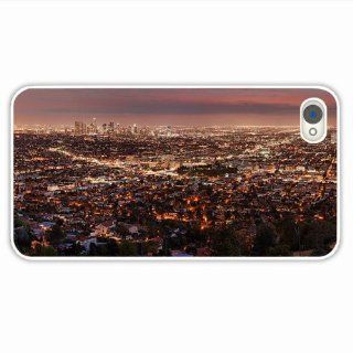 Custom Make Apple Iphone 4 4S City Los Angeles Night View From Above City Of Innervation Present White Case Cover For Girl Cell Phones & Accessories