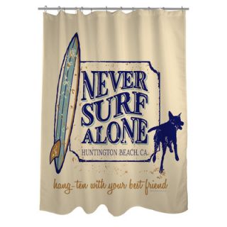 OneBellaCasa Doggy Decor Never Surf Alone Polyester Shower Curtain