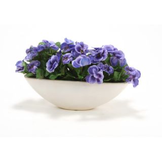 Distinctive Designs Pansies in Small Oval Stoneware Planter