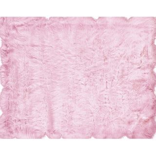 Linon Rugs Faux Sheepskin Pink Rug