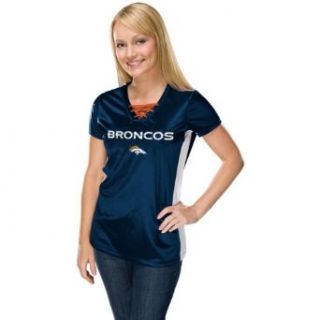 Denver Broncos Women's Draft Me IV Navy Short Sleeve Top  Sports Fan T Shirts  Sports & Outdoors