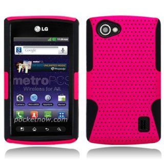AI Apex Hard Hybrid Gel Cover For LG Optimus M+ MS695   Pink Cell Phones & Accessories