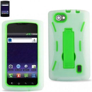 LG Optimus M+/MS695 Clear/Green Combo Silicone Case + Hard Cover + Kickstand Hybrid Case For MetroPCS Cell Phones & Accessories