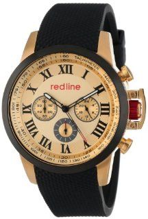 red line Men's RL 60042 Chronograph Gold Dial Black Textured Silicone Watch Watches