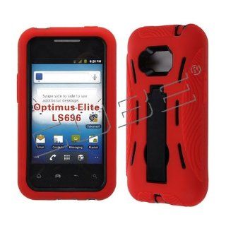 DUAL LAYER COVER FOR LG OPTIMUS ELITE/M+ CASE HARD SOFT KICKSTAND SC AA 002 LS 696 CELL PHONE ACCESSORY Cell Phones & Accessories