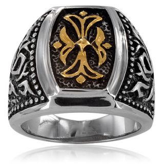 West Coast Jewelry Mens Stainless Steel Gold Plated Cross Ring