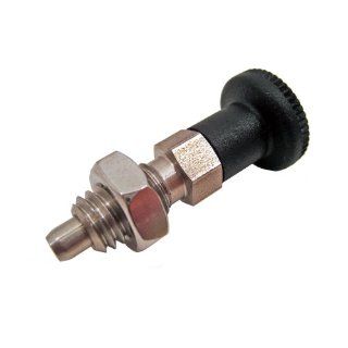 GN 717 NI Series Stainless Steel Non Lock Out Type Metric Size Indexing Plunger with Pull Knob, with Lock Nut, M10 x 1.5mm Thread Size, 20mm Thread Length Ball Nose Spring Plunger