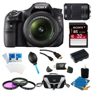 Sony SLT A58K A58 A58K SLTA58K Digital SLR Kit with 18 55mm Lens, SAL 55 300 Zoom Lens, 20.1MP SLR Camera with 3 Inch LCD Screen (Black) Ultimate Bundle with 32GB Card, Gadget Bag, Spare Battery, Filter Kit, SD Card Reader, 6ft. Micro HDMI Cable + More  