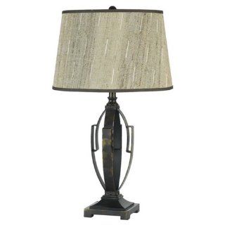 Cal Lighting BO 698 Table Lamp with Tan Fabric Shades, Antique Bronze Finish    