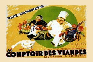 Cook Cooking Lobster Fish Chicken Duck Wine French food 12" X 16" Image Size Vintage Poster Reproduction we have other sizes available   Prints