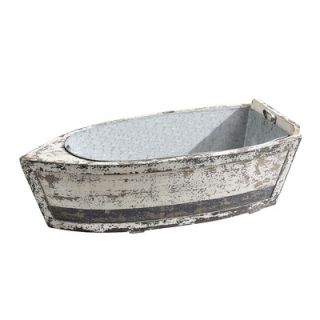 Creative Co Op Lake Living Wood Boat with Tin Insert