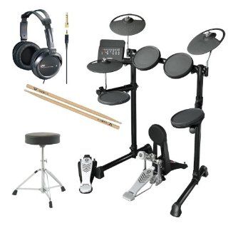 Yamaha DTX Series DTX450K 10 Inch Electronic Drum Set with Double Braced Drum Throne, Vic Firth 5A Drumsticks and Full Size Stereo Headphones Musical Instruments
