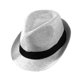 White Tweed Fedora Cuban Hat Fun Costume Accessories   CCEnterprises 