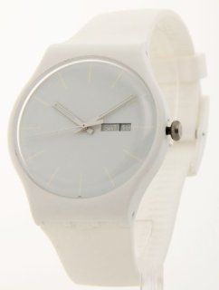 Women's Swatch White Rebel Swiss Day Date Large Casual Watch Suow701 Watches