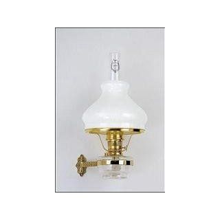 Aladdin Mantle Lamp Co. Wall Mounted Lamp with Shade   BW170 701 Genie III Brass Lamp with Model B White Glass Shade   Oil Lamps