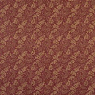 54" F701 Dark Red And Gold, Leaf Floral Heavy Duty Crypton Fabric By The Yard