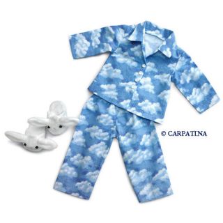 Carpatina American Girl Dolls Cloud Nine Pajamas and Bunny Slippers