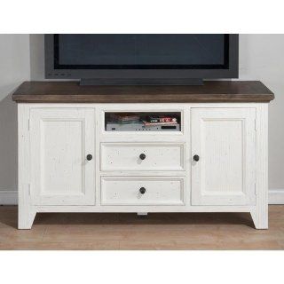 Jofran TV Console in Nantucket Aged White Finish   Home Entertainment Centers
