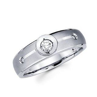 .14ct Diamond 14k White Gold Mens Wedding Solitaire Ring Band (G H Color, I1 Clarity) Jewelry