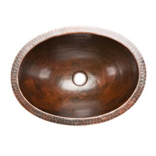 Premier Copper Products Oval Undermount Hammered Copper Bathroom Sink