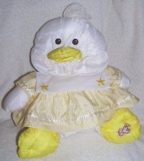 1987 Vintage Fisher Price Puffalumps 13" Duck Puffalump in Yellow and White Striped Dress Toys & Games