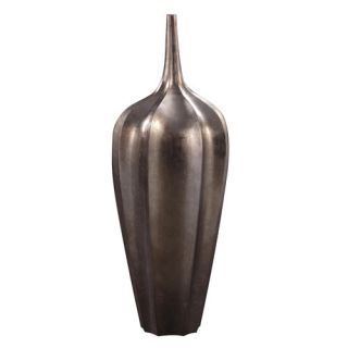 34 Tall Wood Vase with Pewter Finish and Bronze Highlights