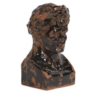 Rustic Ceramic Glazed Ancient Roman Male Bust Statue