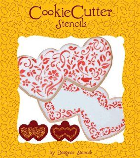 Double Heart Cookie Stencil Set (no cutter) by Designer Stencils Kitchen & Dining