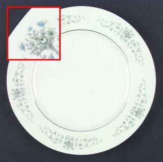 Rose (Japan) Bordeaux Blue & Gray Dinner Plate, Fine China Dinnerware   Blue & G